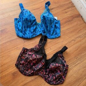 Elomi Mixed-Print Underwire Bras in Blue and Black/Red